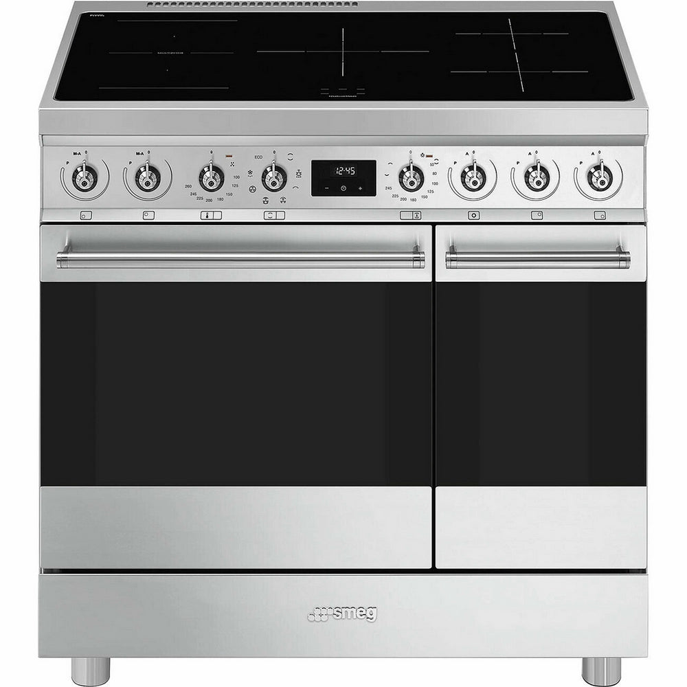 Smeg C92IMX2 90cm Electric Rangecooker with Double Oven and Induction Hob - Stainless steel