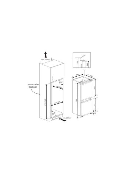 Zenith ZICSD455 54cm 50/50 Integrated Manual Fridge Freezer