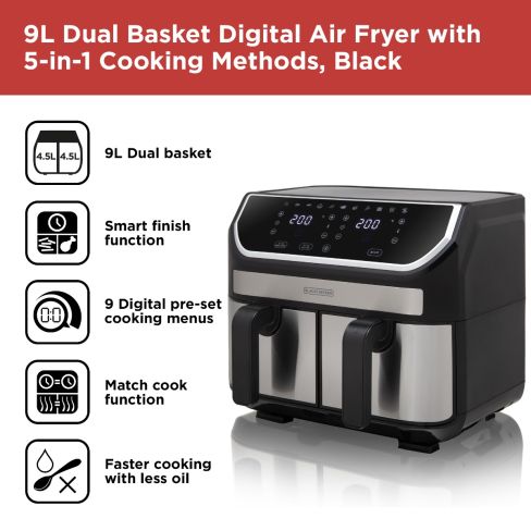 Black & Decker BXAF17094GB 9 Litre Dual Air Fryer