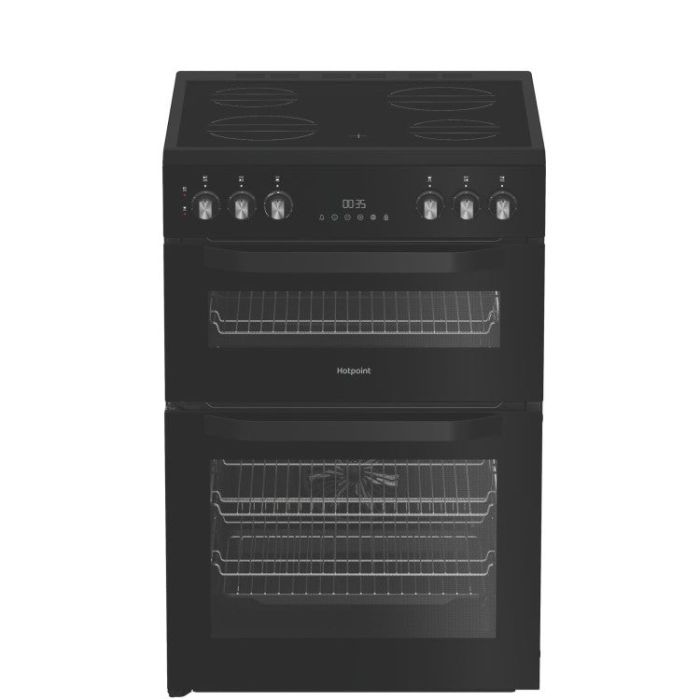 Hotpoint HTE6VDCB1 - Black 60cm Electric Cooker - Ceramic Hob - A Energy