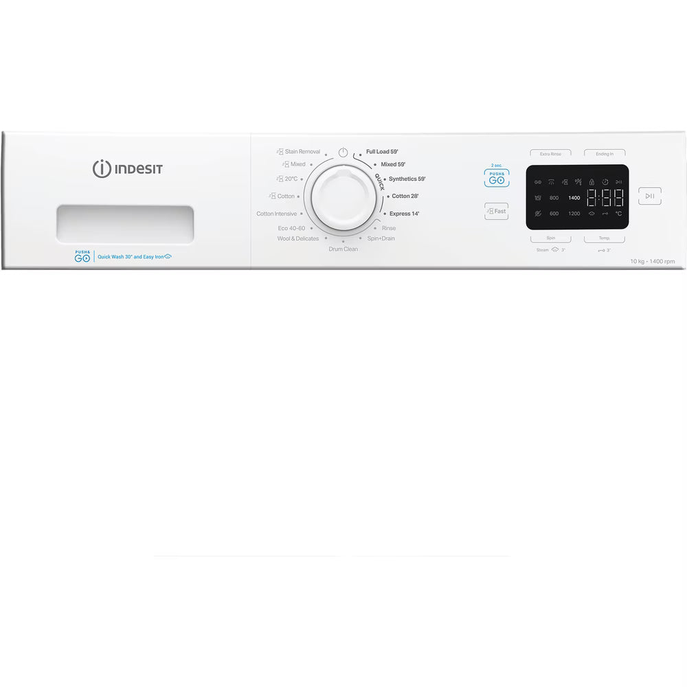 Indesit IP1046PUSHGOUK - 10kg Washing Machine with Steam Technology - White