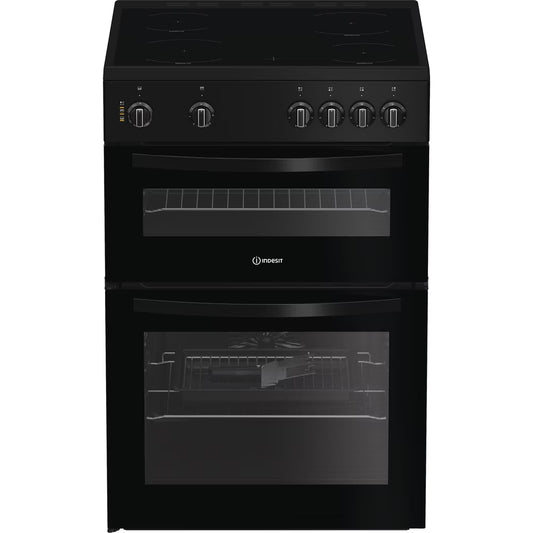 Indesit  ITE6VMB 60cm Electric Twin Cooker with Ceramic Hob - Black