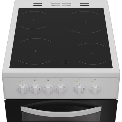Indesit ITE5VMW 50cm Electric Twin Cooker with Ceramic Hob - White