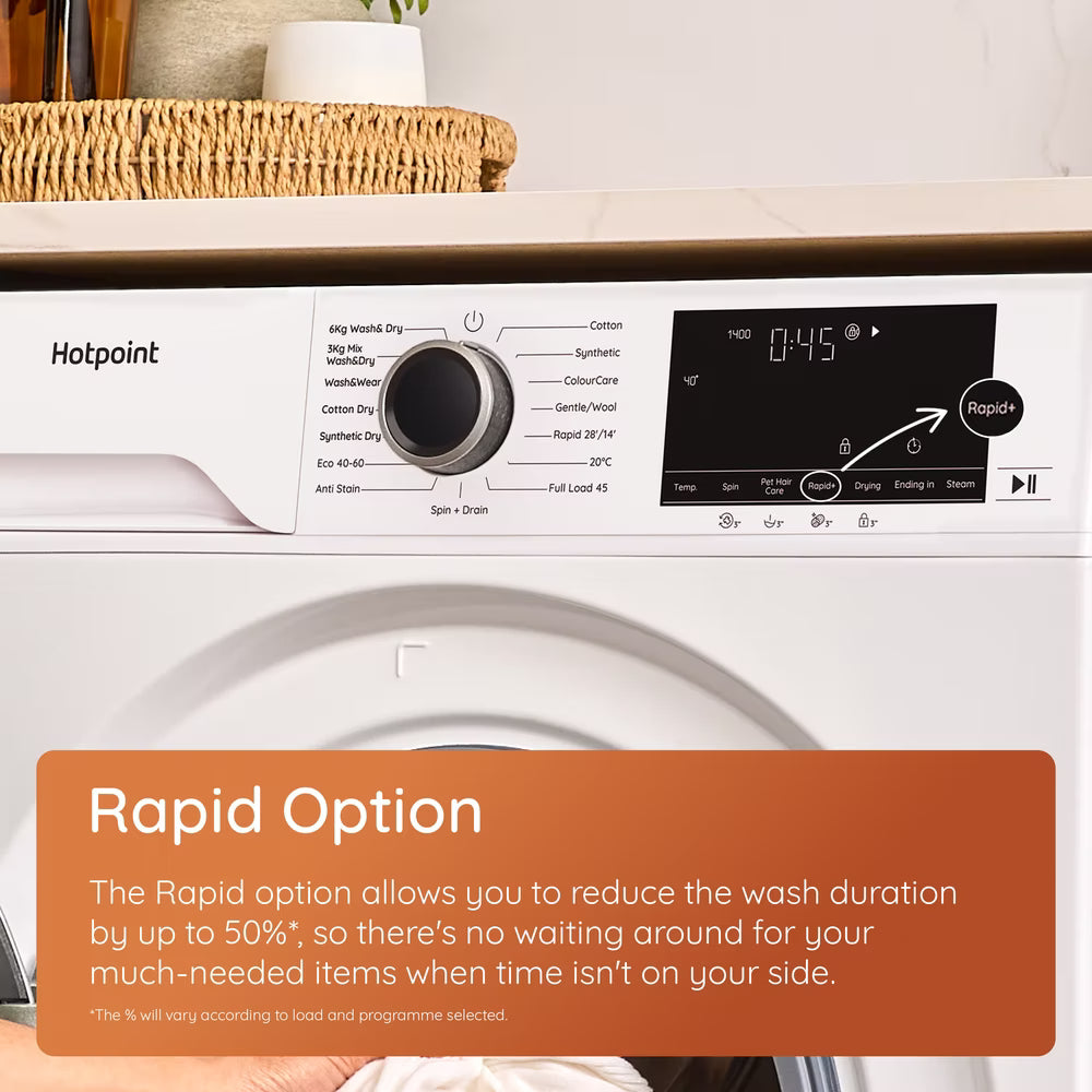 Hotpoint HBD8680GANTISTAINUK AntiStain 8kg Wash 6kg Dry Washer Dryer with PetHairCare