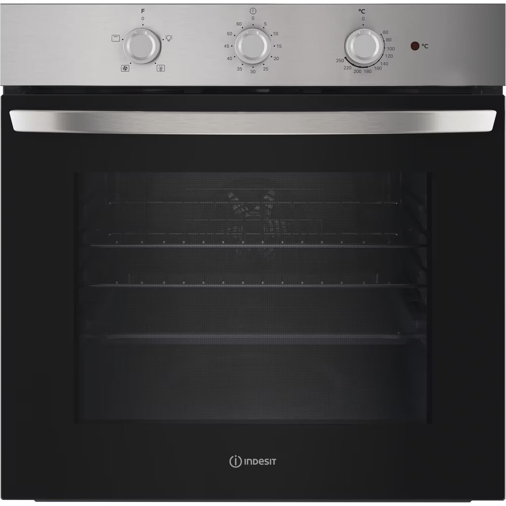 IO233XUK - Single Fan Oven - Enamel Coating - Grill Plus Fan - 66L With 3 Dial With Timer And A Energy In Stainless Steel