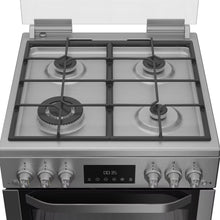 Load image into Gallery viewer, Hotpoint HDG6GDCWX 60cm Gas Double Oven Cooker with Glass Lid - Stainless Steel Finish
