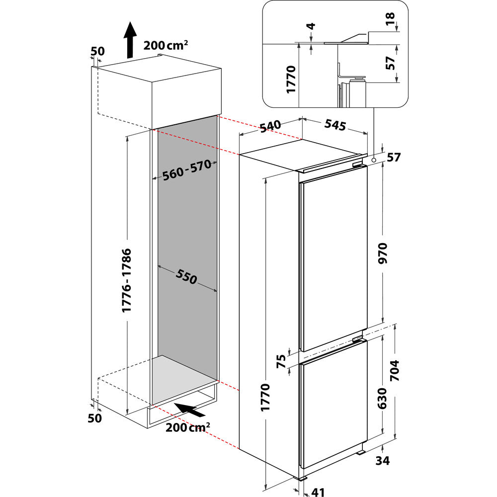 Built in fridge freezer - BI 18A2 D/I UK