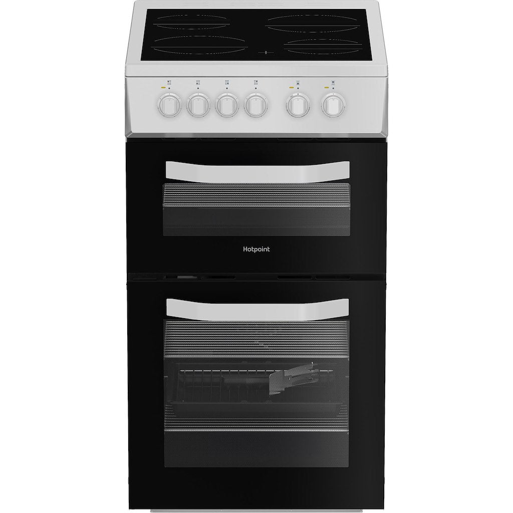 Hotpoint HTE5VCW 50cm Electric Cooker with Ceramic Hob – White