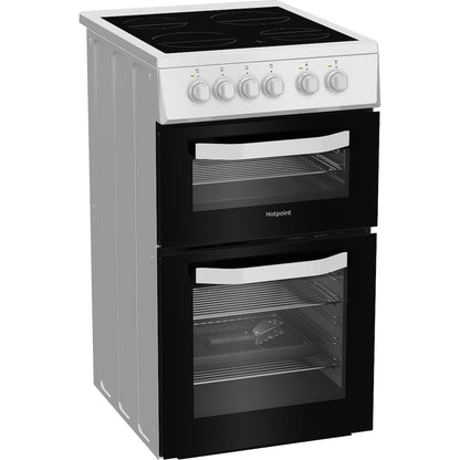 Hotpoint HTE5VCW 50cm Electric Cooker with Ceramic Hob – White