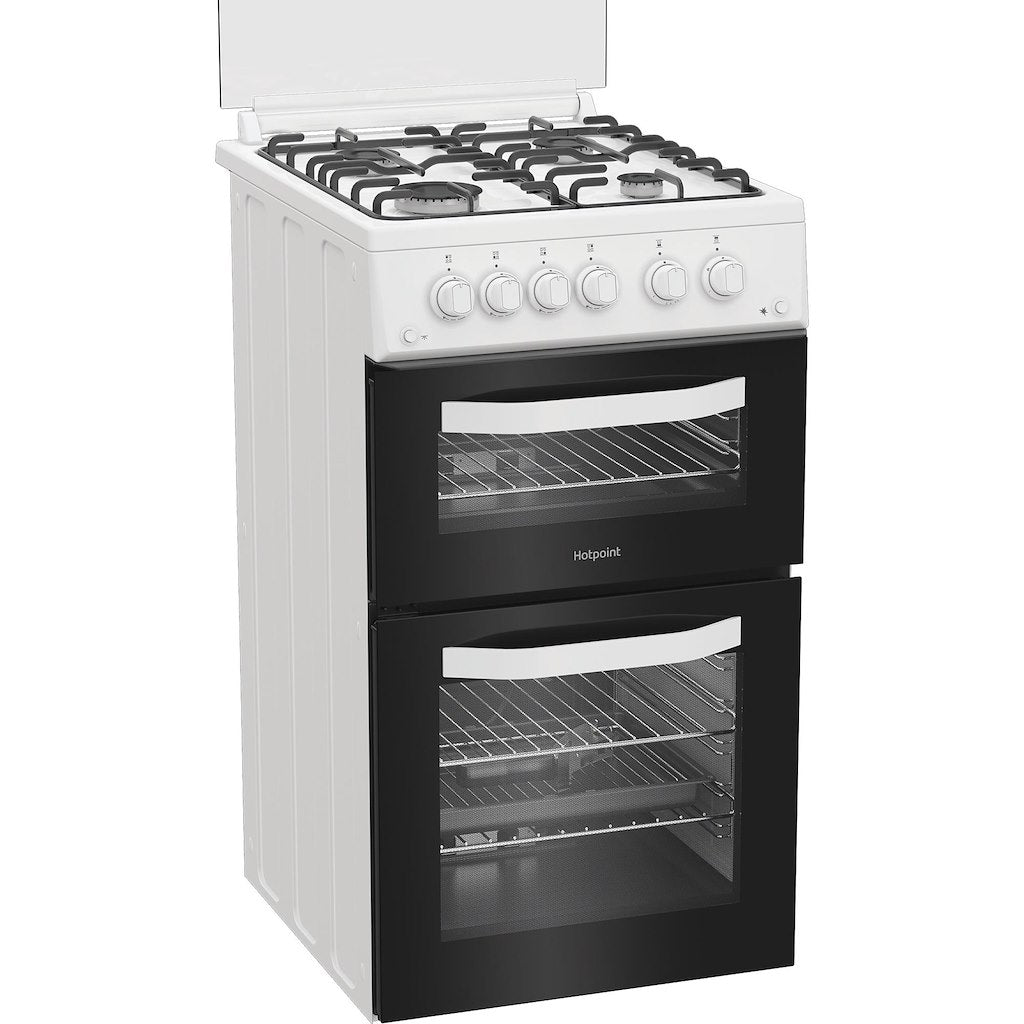 Hotpoint HDG5GCW Freestanding 50cm Gas Double Cooker – White