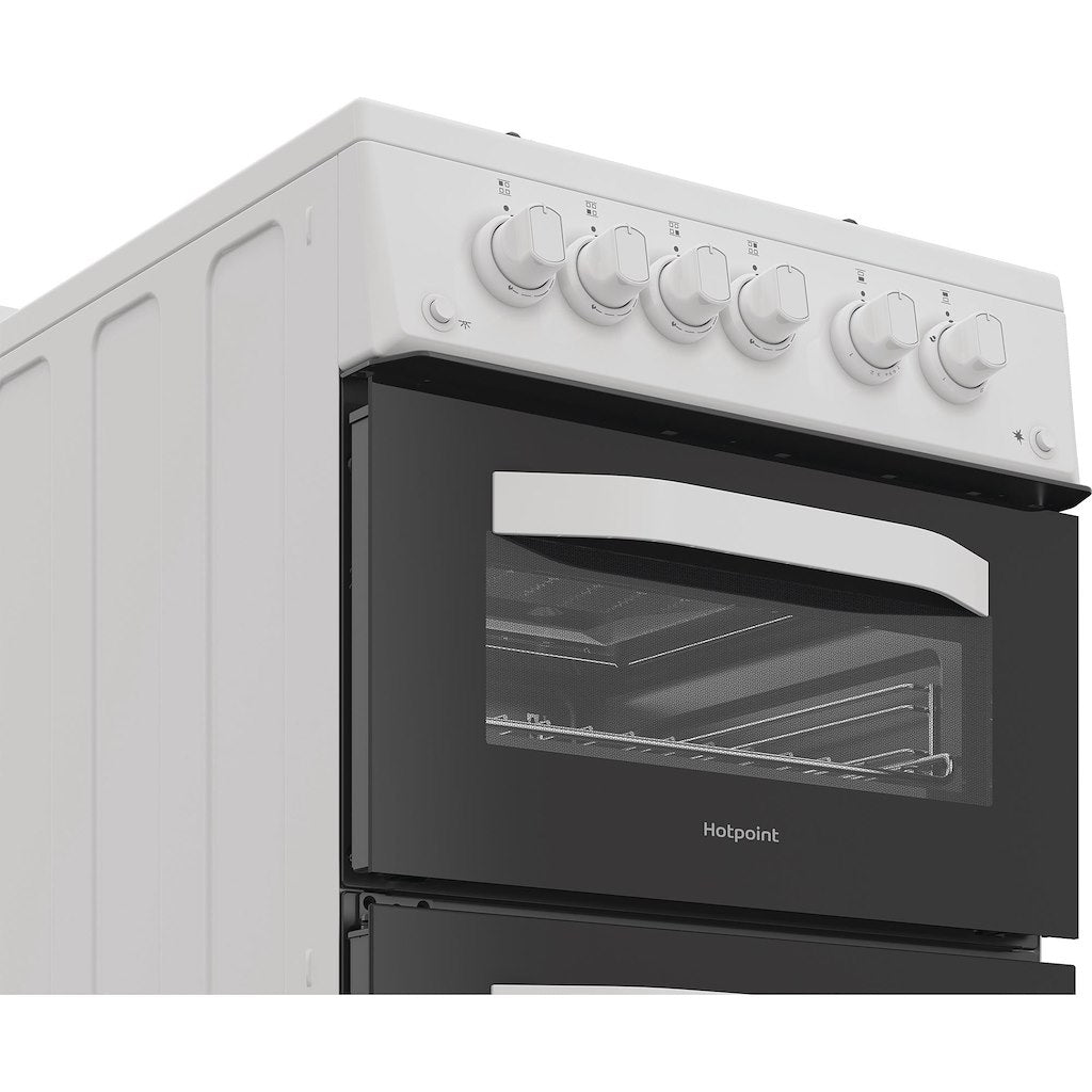 Hotpoint HDG5GCW Freestanding 50cm Gas Double Cooker – White