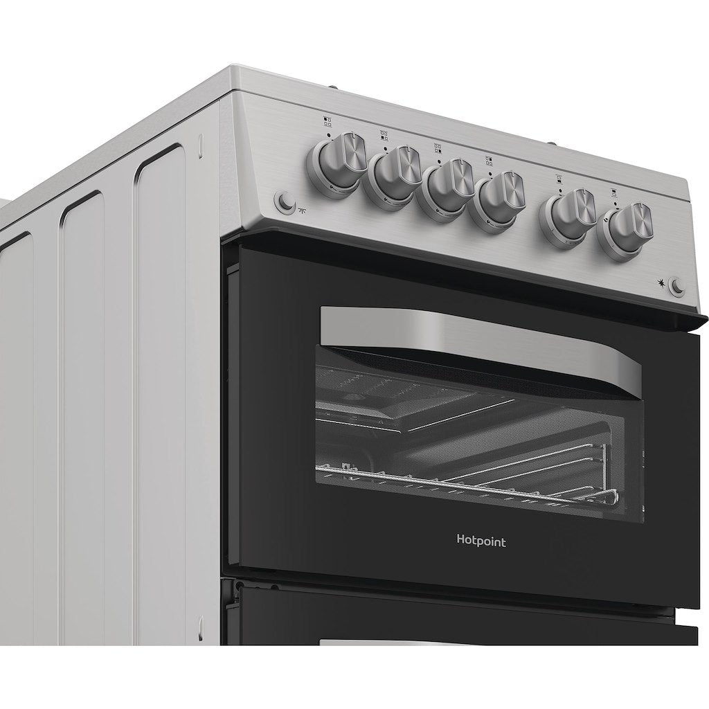 Hotpoint HDG5GCX Freestanding 50cm Gas Double Cooker – Inox
