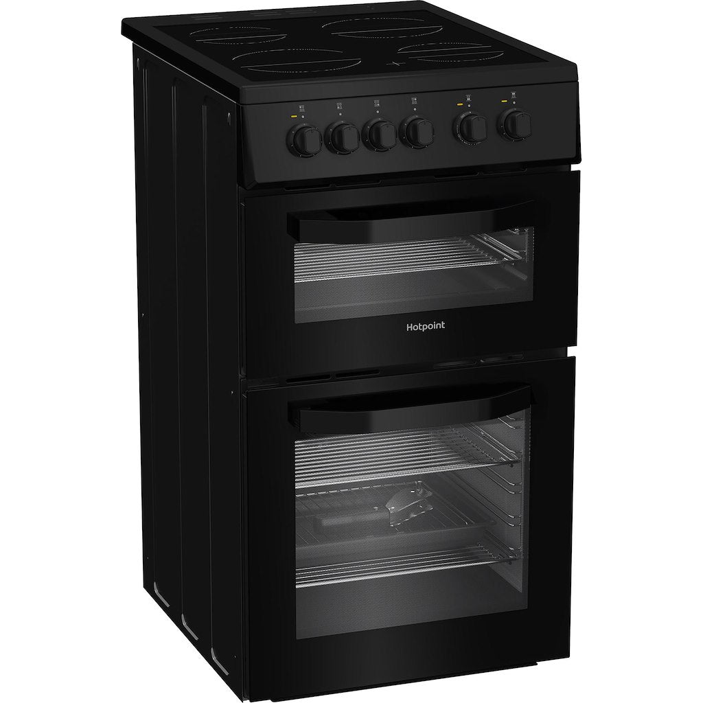 Hotpoint HTE5VCB 50cm Electric Cooker with Ceramic Hob – Black