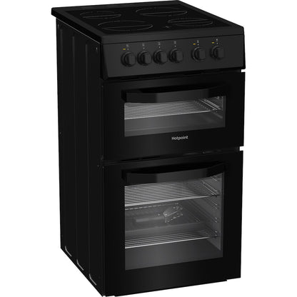Hotpoint HTE5VCB 50cm Electric Cooker with Ceramic Hob – Black
