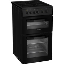 Load image into Gallery viewer, Hotpoint HTE5VCB 50cm Electric Cooker with Ceramic Hob – Black

