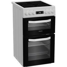 Load image into Gallery viewer, Hotpoint HDE5VDCW 50cm Electric Cooker with Ceramic Hob – White
