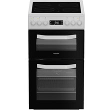 Load image into Gallery viewer, Hotpoint HDE5VDCW 50cm Electric Cooker with Ceramic Hob – White
