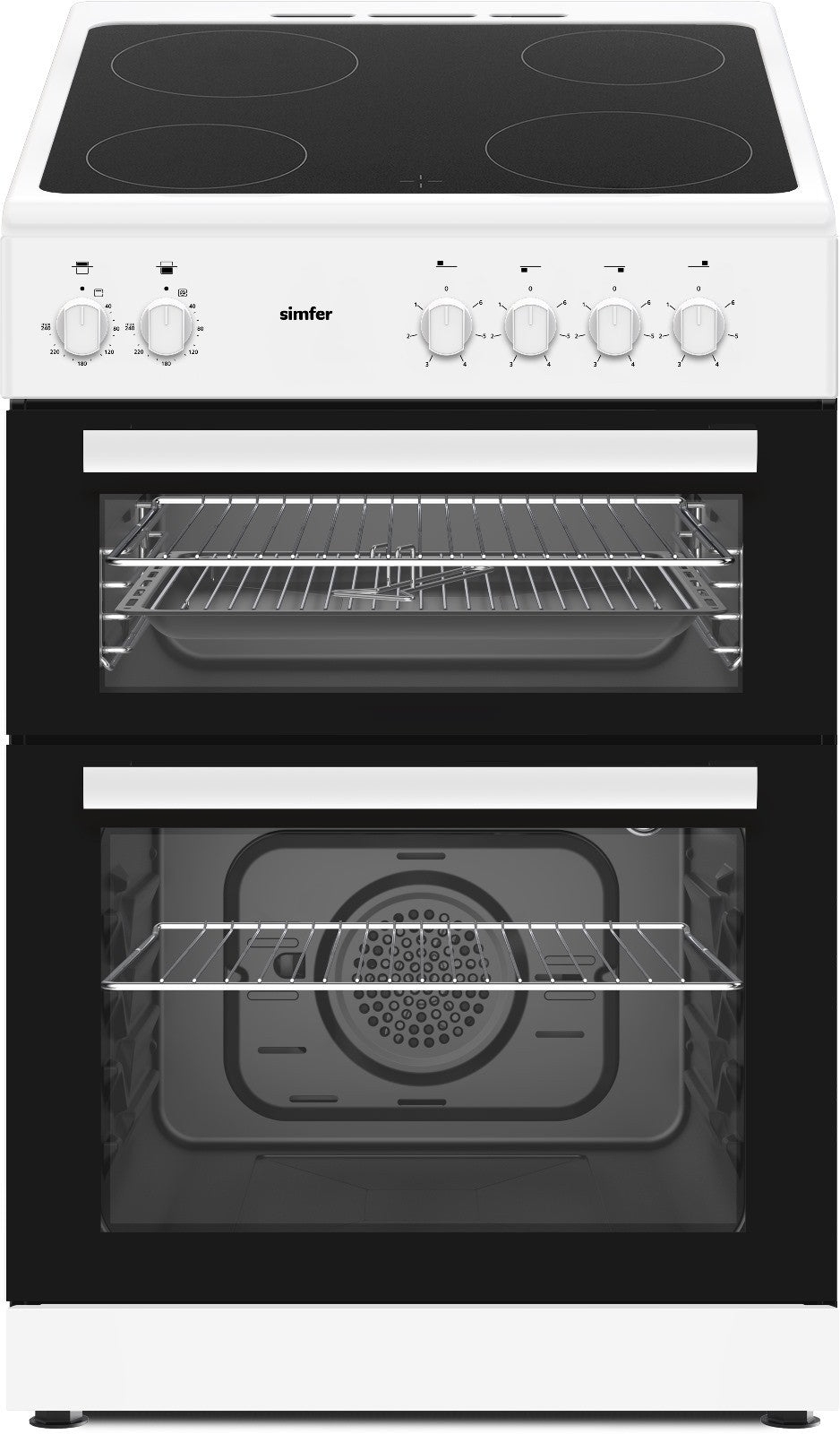 Simfer SIM63TCW White 60cm Twin Cavity Ceramic Cooker