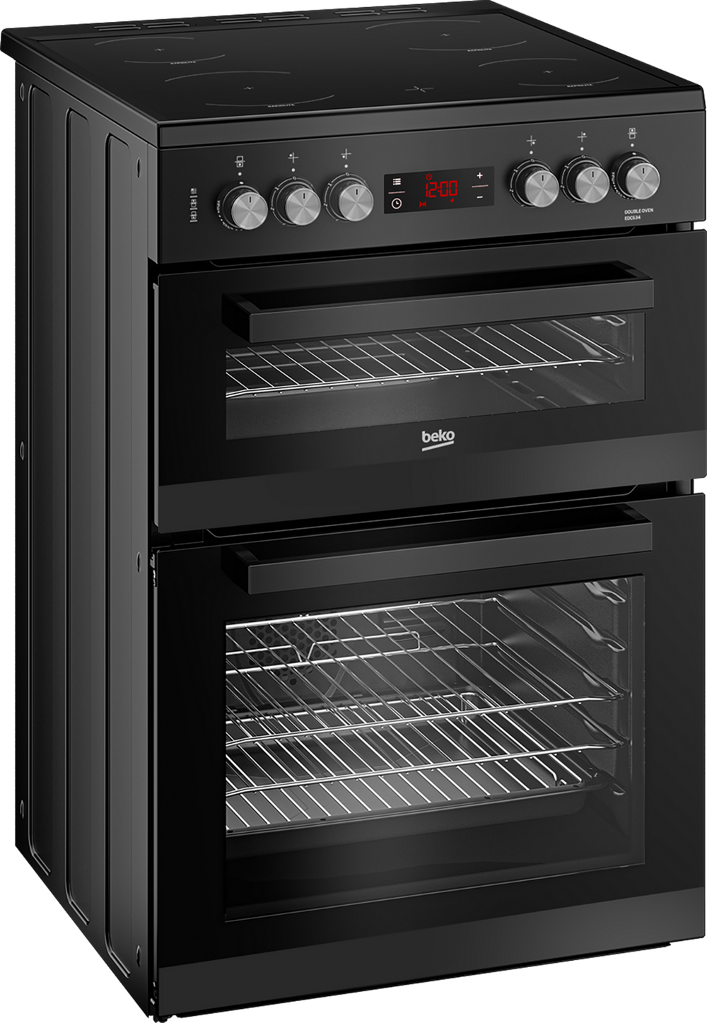 Beko EDC634K 60cm Double Oven Electric Cooker with Ceramic Hob - Black