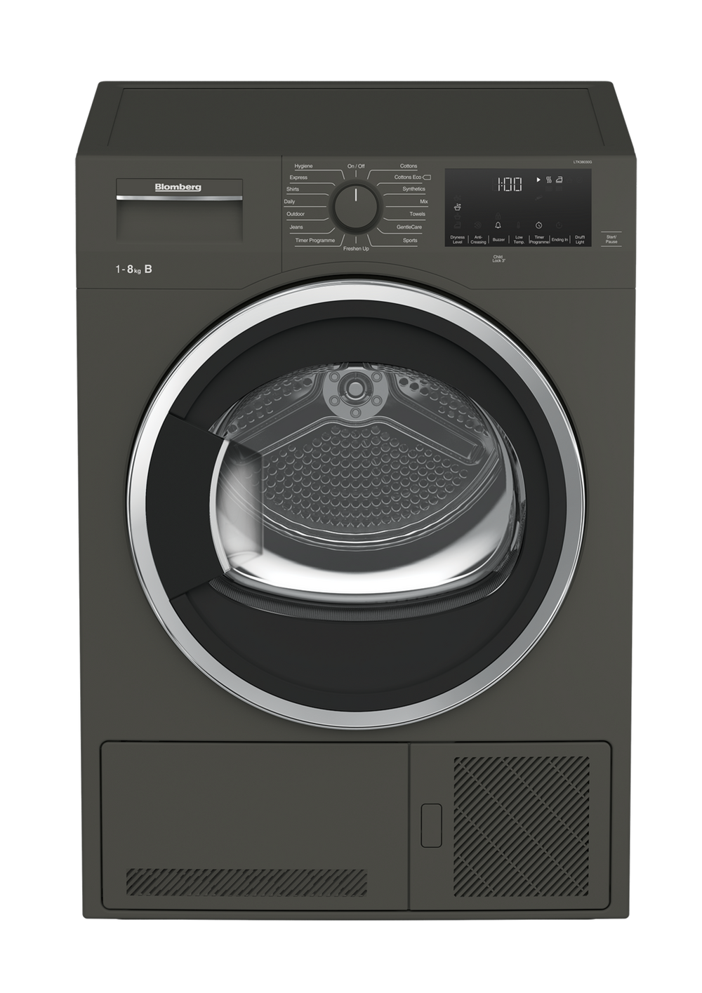 Blomberg LTK38030G 8kg Condenser Tumble Dryer Graphite Tylers