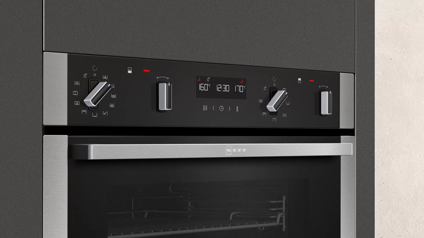 Neff U2ACM7HN0B N50 Pyrolytic CircoTherm Built In Double Oven – Stainless Steel