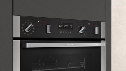 Neff U2ACM7HN0B N50 Pyrolytic CircoTherm Built In Double Oven – Stainless Steel