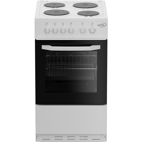 Zenith ZE503W 50cm Single Oven Electric Cooker with solid plate - hob White- A Energy Rated