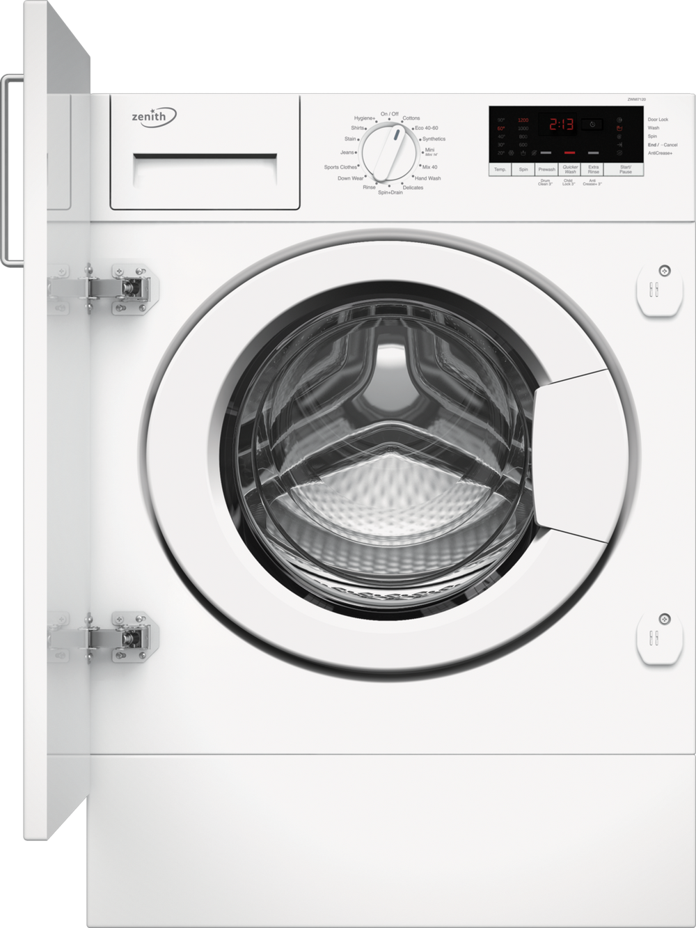 Zenith ZWMI7120 Built In 7kg 1200 Spin Washing Machine with Drum Clean - White