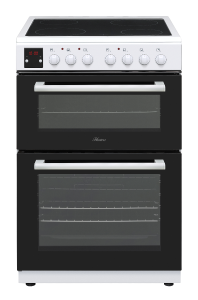 Hostess DOCH60W 60Cm Double Oven Electric Cooker In White. Ceramic Hob