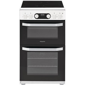 Hotpoint HD5V93CCW White 50cm Double Oven. Ceramic Hob Cooker