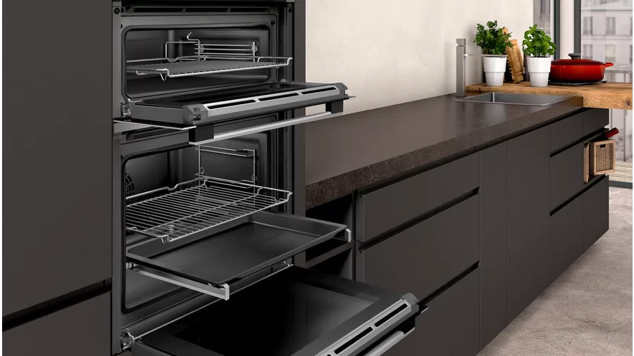 Neff U2ACM7HN0B N50 Pyrolytic CircoTherm Built In Double Oven – Stainless Steel