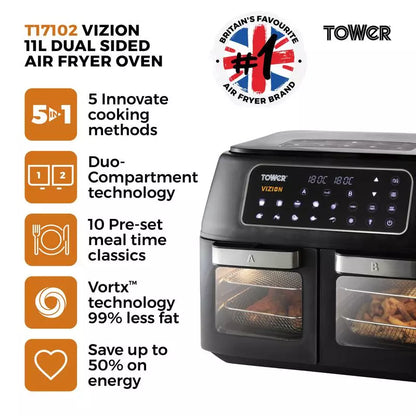 Tower T17102 Vortx Vizion 11L Dual AirFryer