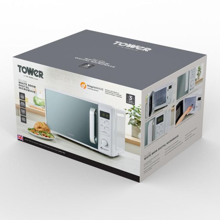 Tower T24037WHT White Mirror Door 20 Litre Microwave Oven