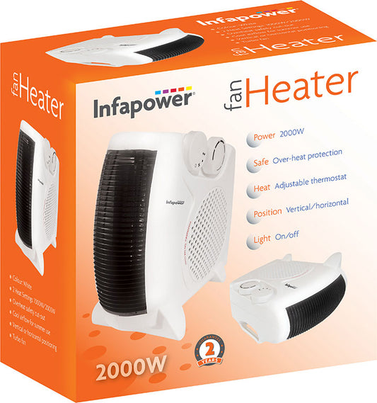 Infapower X402 2000w Upright/flatbed Fan Heater In White