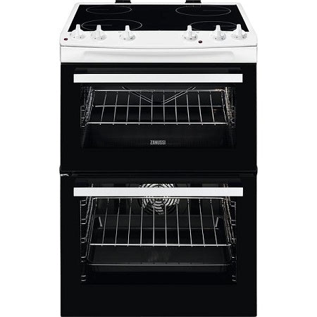 Zanussi ZCV66050WA White 60cm Double Oven Ceramic Hob Cooker