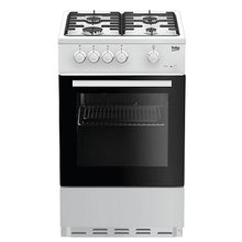 Load image into Gallery viewer, Beko ESG50W White Single Oven/Grill 4 Burner Hob Gas Cooker
