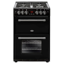 Load image into Gallery viewer, Belling Farmhouse 60G Black Gas Double Oven Cooker 444444717
