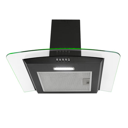 Montpellier MHE600LBK Black 60cm Curved Glass LED Edge A Energy