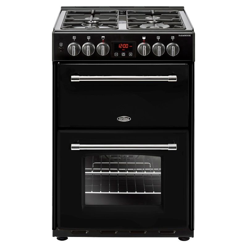 Belling Farmhouse 60DF 60cm Dual Fuel Cooker, Black 444444714