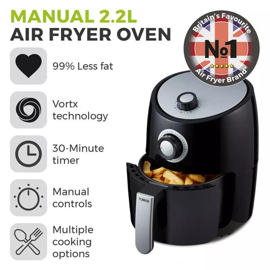 Tower T17023 1000W 2.2 Litre Manual Air Fryer