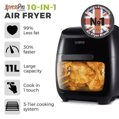 Tower T17076 Xpress Pro Combo 11 Litre 10-in-1 Air Fryer Oven with Rotisserie