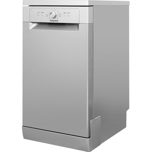 Hotpoint HSFE1B19SUKN Slimline Aquarius Dishwasher in Silver