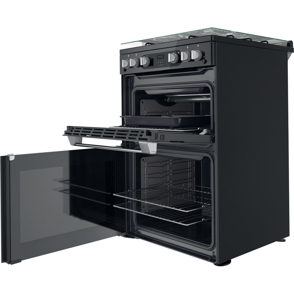 Hotpoint HDM67G0C2CB Black Double Oven Gas Cooker