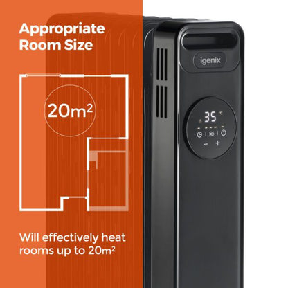 Igenix IG2621BL 2KW Digital Control Black Oil Filled Radiator