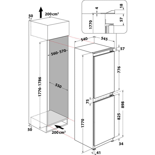 Hotpoint HMCB50502 Integrated Fridge Freezer 50/50 Split