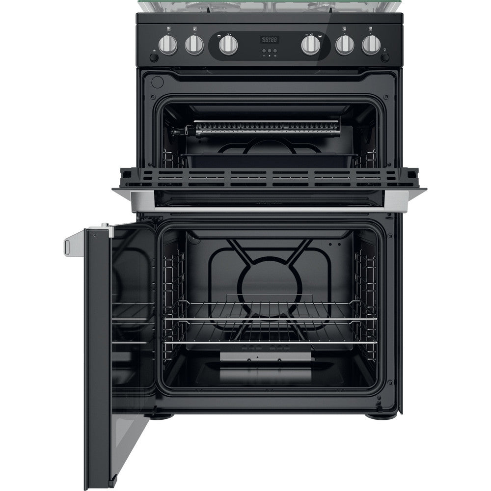 Hotpoint HDM67G0C2CB Black Double Oven Gas Cooker