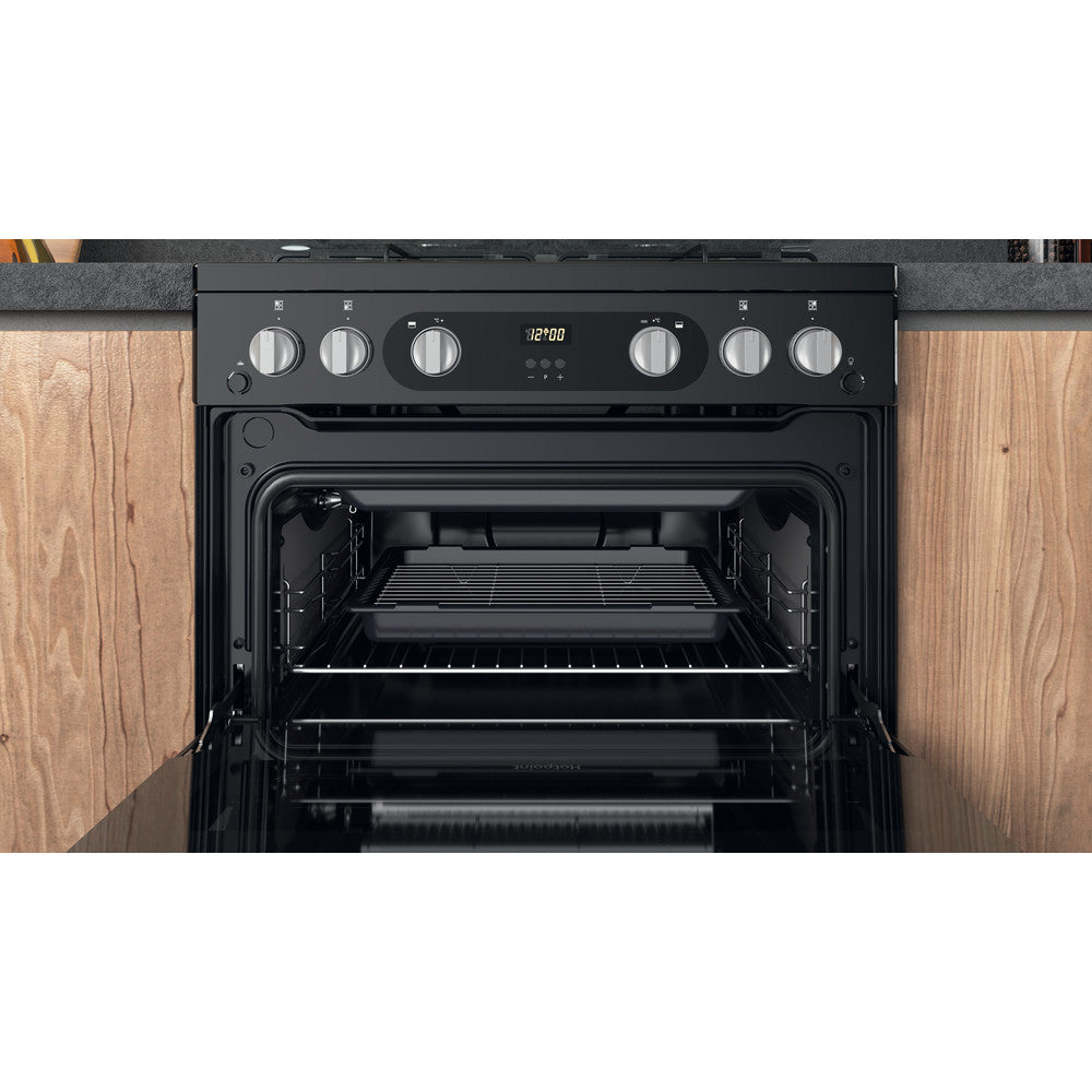 Hotpoint HDM67G0C2CB Black Double Oven Gas Cooker