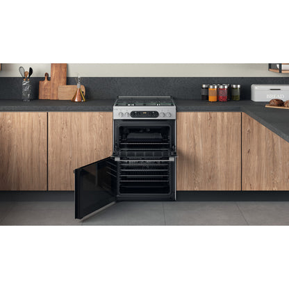 Hotpoint HD67G8CCX Stainless Steel 60cm Dual Fuel Double Oven Cooker