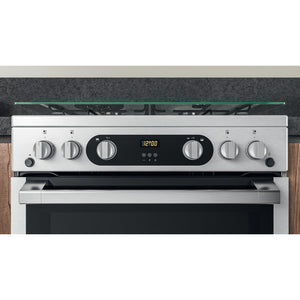 Hotpoint HDM67G0C2CX Inox Silver Double Oven Gas Cooker