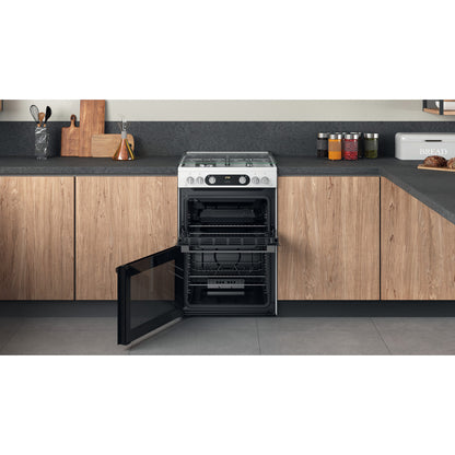 Hotpoint HD67G02CCW 60cm Gas Double Oven Cooker